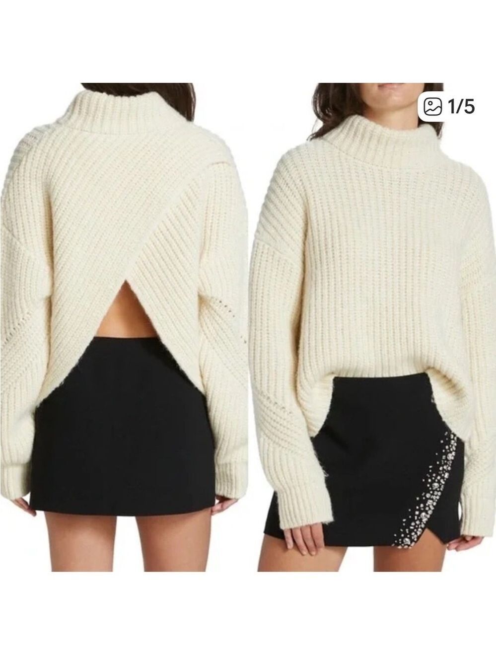 A.L.C Clayton Criss Cross Wool Blend Quiet Luxury Sweater